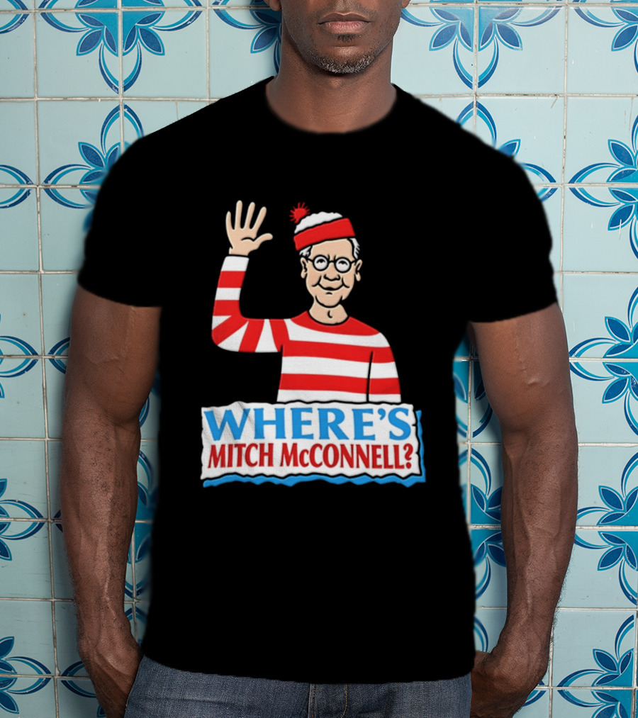 Where's Mitch McConnell Red White Stripes Waving T-Shirt