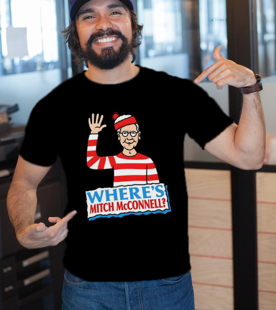 Where's Mitch McConnell Red White Stripes Waving T-Shirt