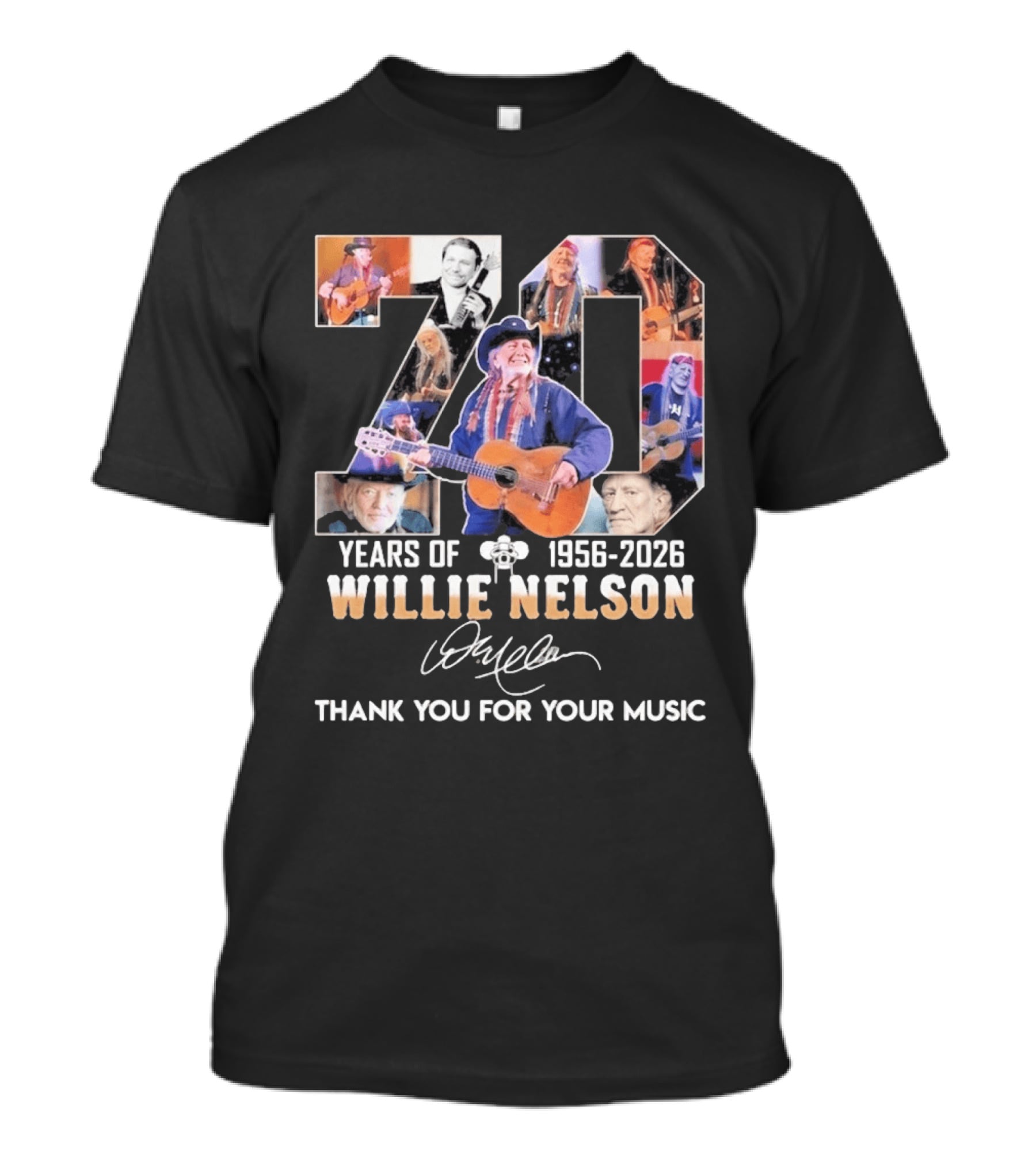 70 Years Of Willie Nelson Music 1956 2026 Thank You For Your Music T-Shirt