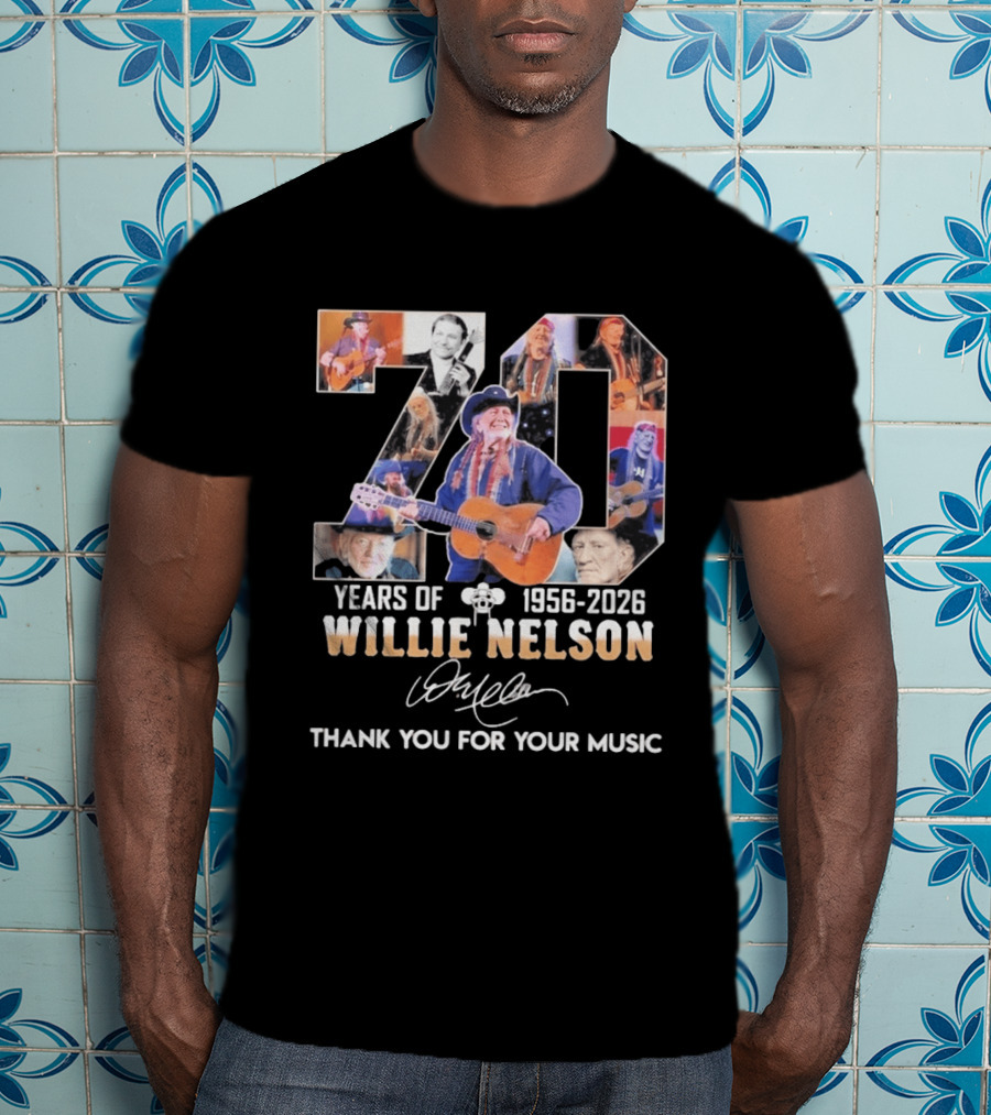 70 Years Of Willie Nelson Music 1956 2026 Thank You For Your Music T-Shirt