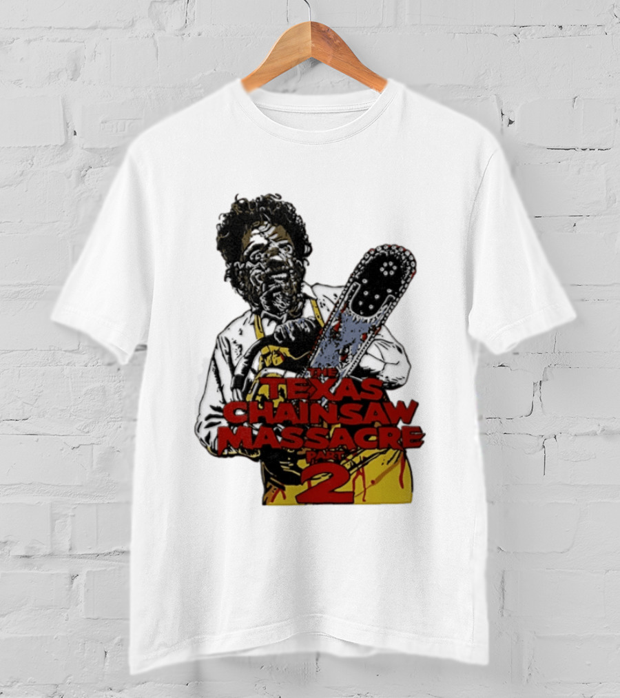 Texas Chainsaw Massacre Part 2 Leatherface Villain Bloody Chainsaw T-Shirt