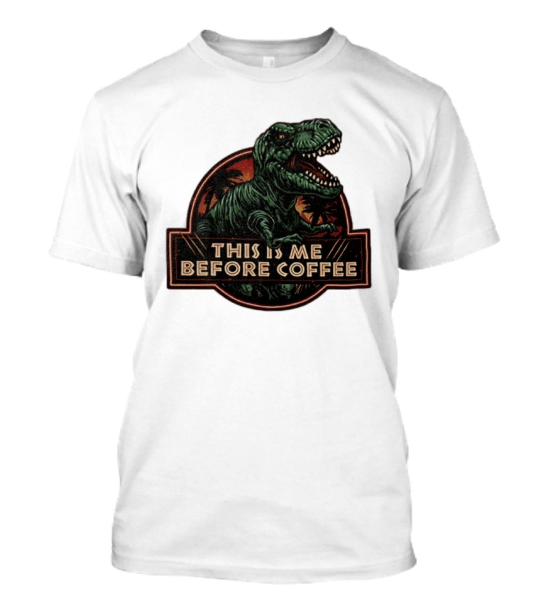 Tyrannosaurus Rex This Is Me Before Coffee Jurassic Park Dinosaur Fan T-Shirt