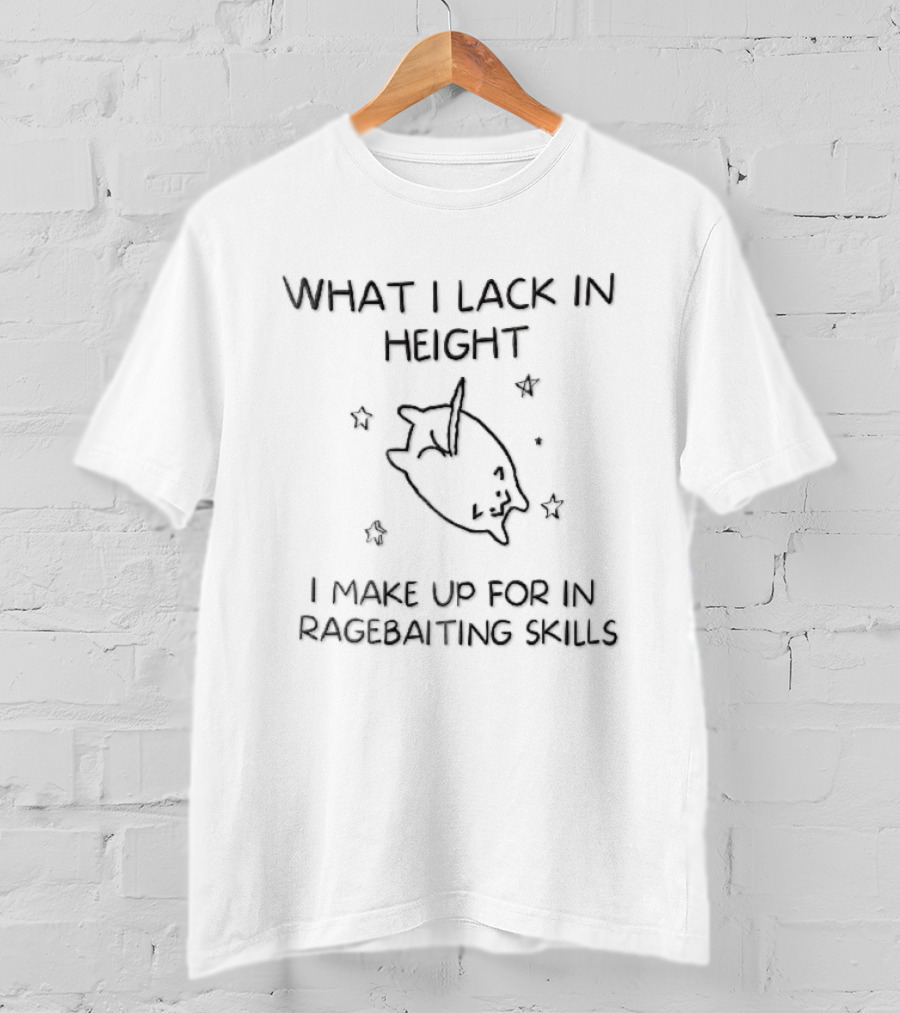 What I Lack In Height I Make Up For Ragebaiting Skills Cartoon Cat Stars Line T-Shirt