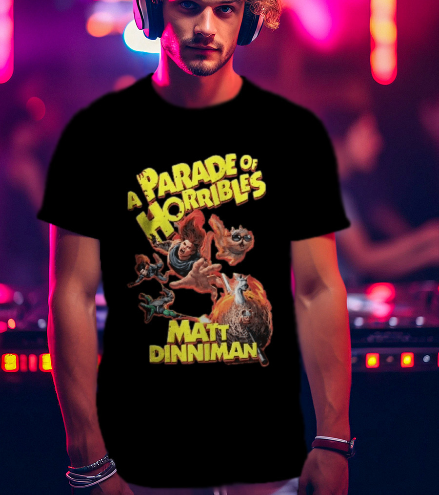 A Parade Of Horribles Matt Dinniman Action Fantasy Characters Flying Flaming Ball Adventure T-Shirt