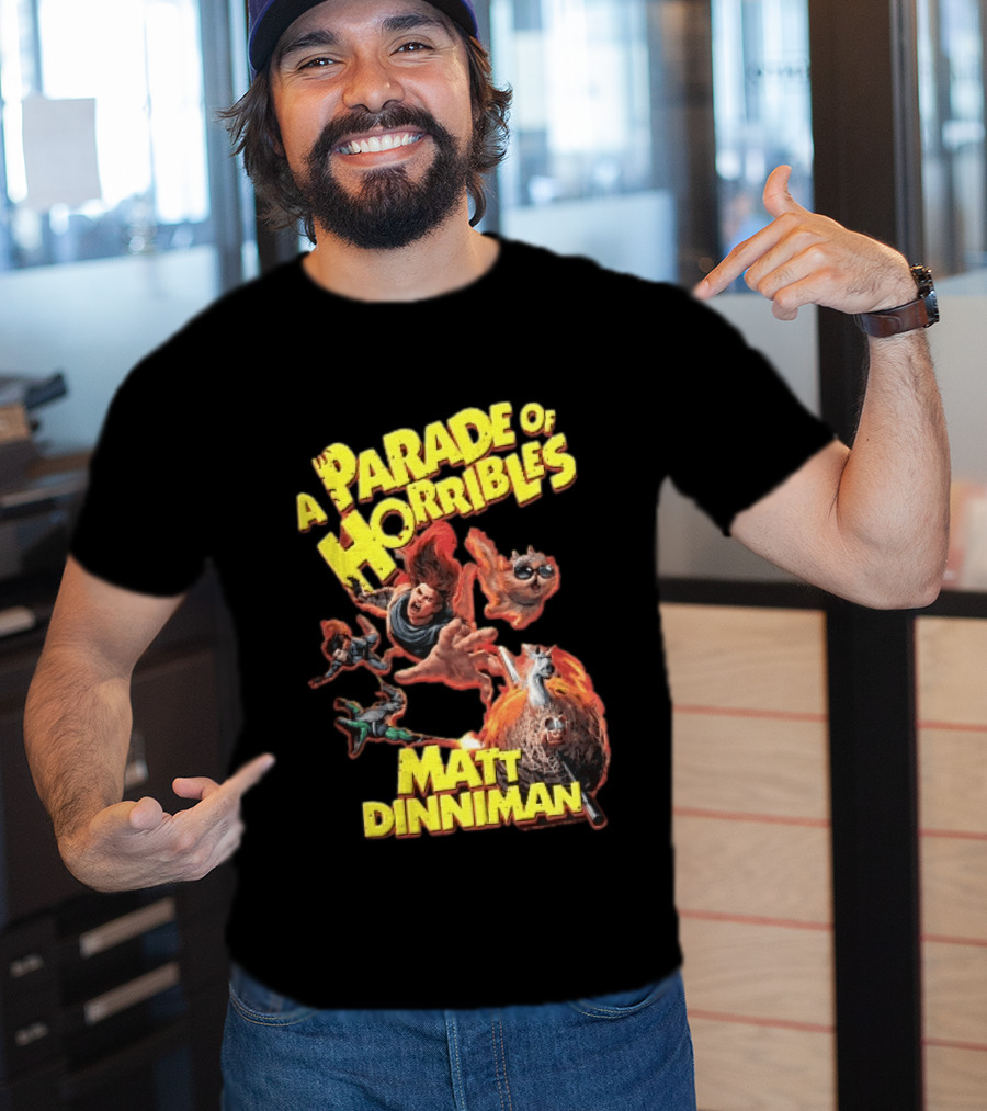 A Parade Of Horribles Matt Dinniman Action Fantasy Characters Flying Flaming Ball Adventure T-Shirt