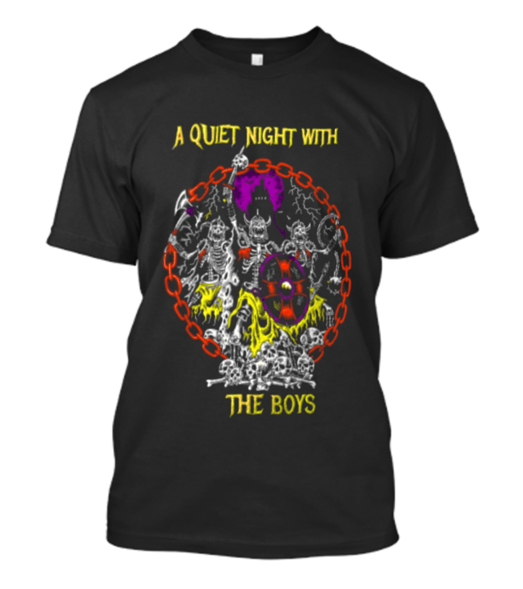 A Quiet Night With The Boys Skeleton Warriors Viking Horde T-Shirt