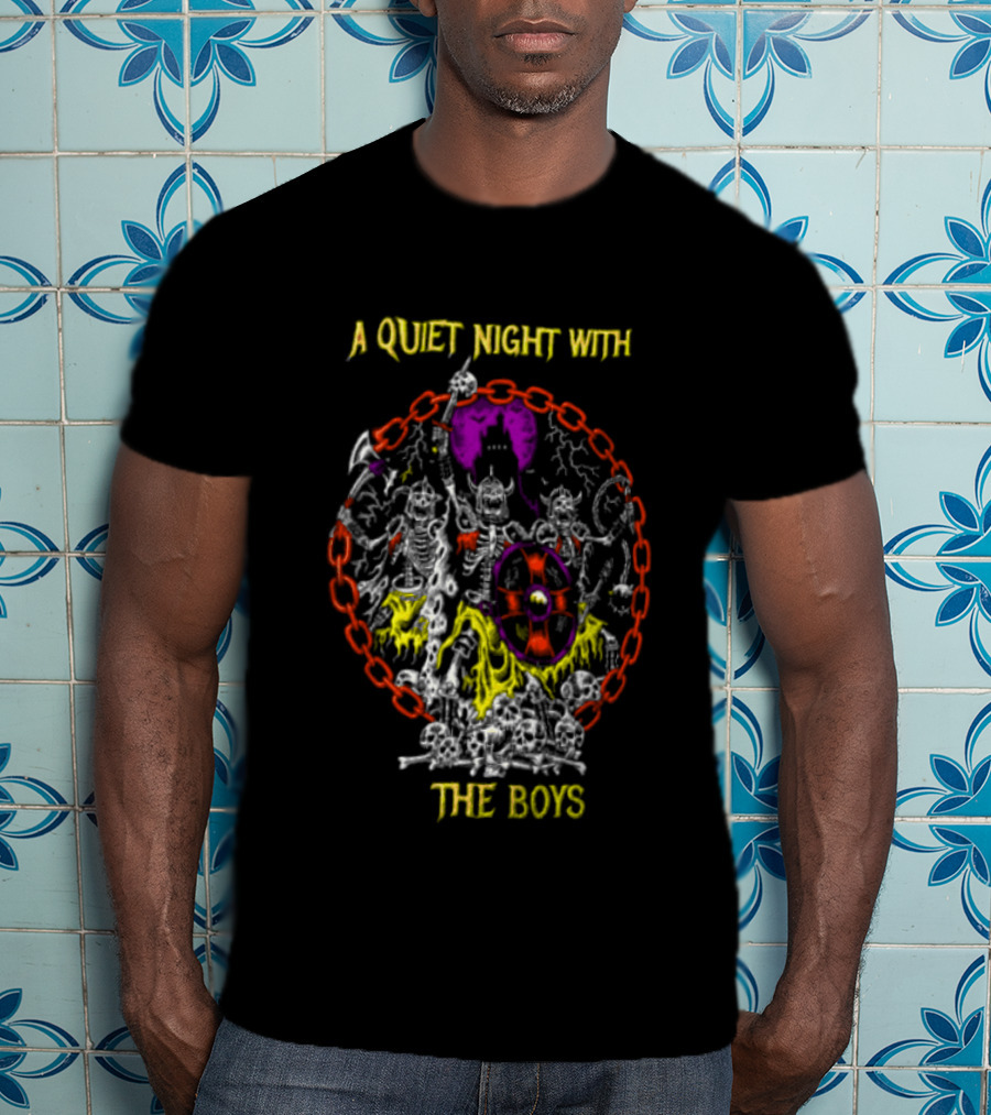 A Quiet Night With The Boys Skeleton Warriors Viking Horde T-Shirt