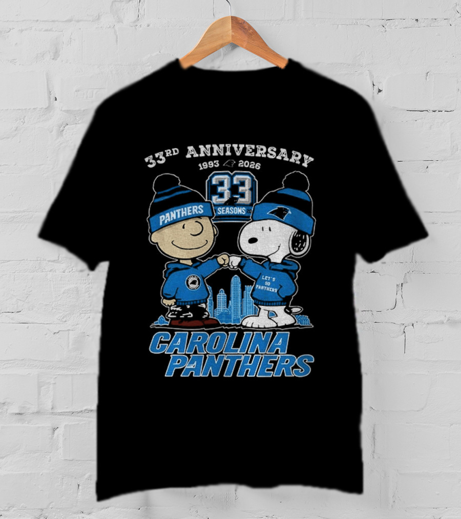 Charlie Brown Snoopy Carolina Panthers 33rd Anniversary 1993 2026 Seasons T-Shirt