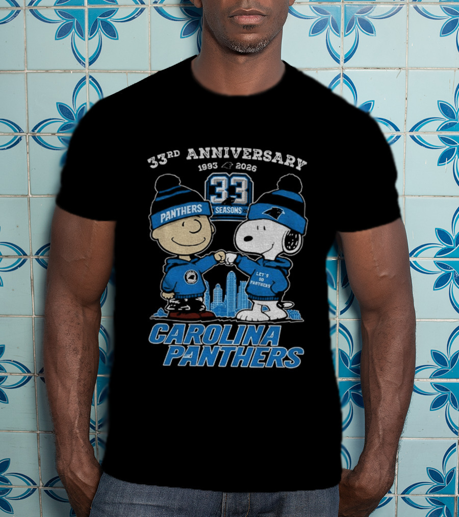 Charlie Brown Snoopy Carolina Panthers 33rd Anniversary 1993 2026 Seasons T-Shirt