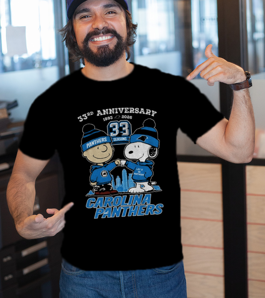 Charlie Brown Snoopy Carolina Panthers 33rd Anniversary 1993 2026 Seasons T-Shirt