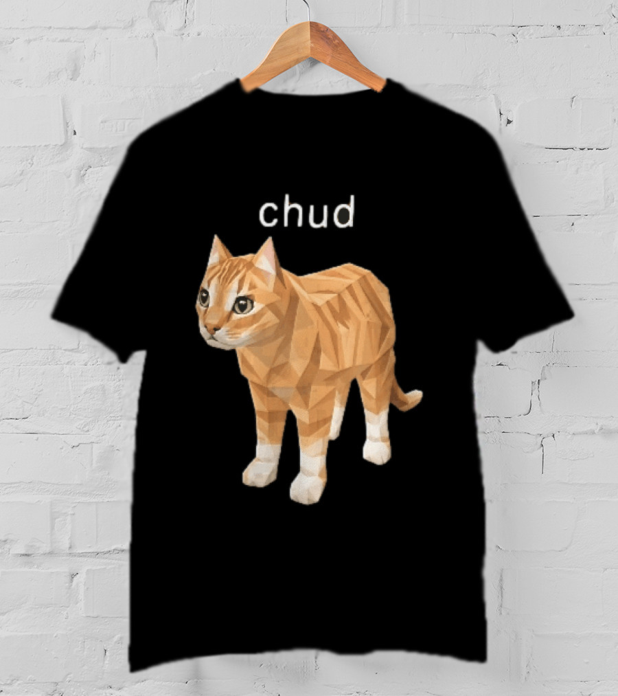 Chud Low Poly Geometric Orange Tabby Cat T-Shirt