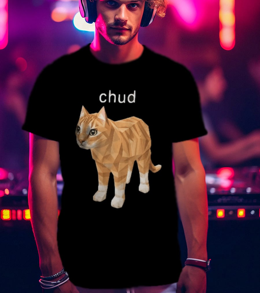 Chud Low Poly Geometric Orange Tabby Cat T-Shirt