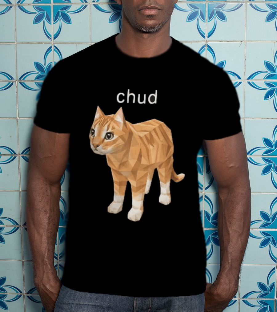 Chud Low Poly Geometric Orange Tabby Cat T-Shirt