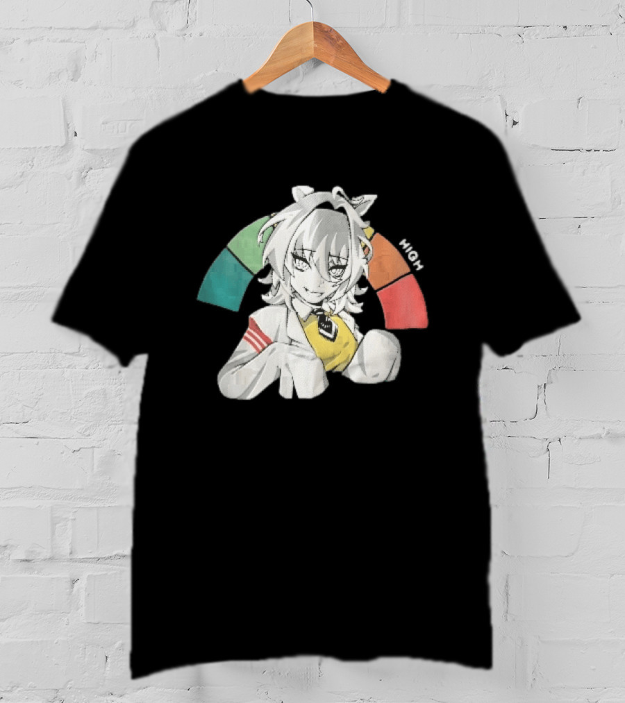 High Anime Cat Girl White Hair Threat Meter Gauge T-Shirt