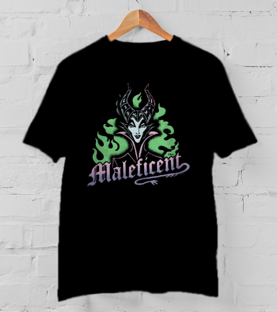 Disney Maleficent Horned Villain Green Flames T-Shirt