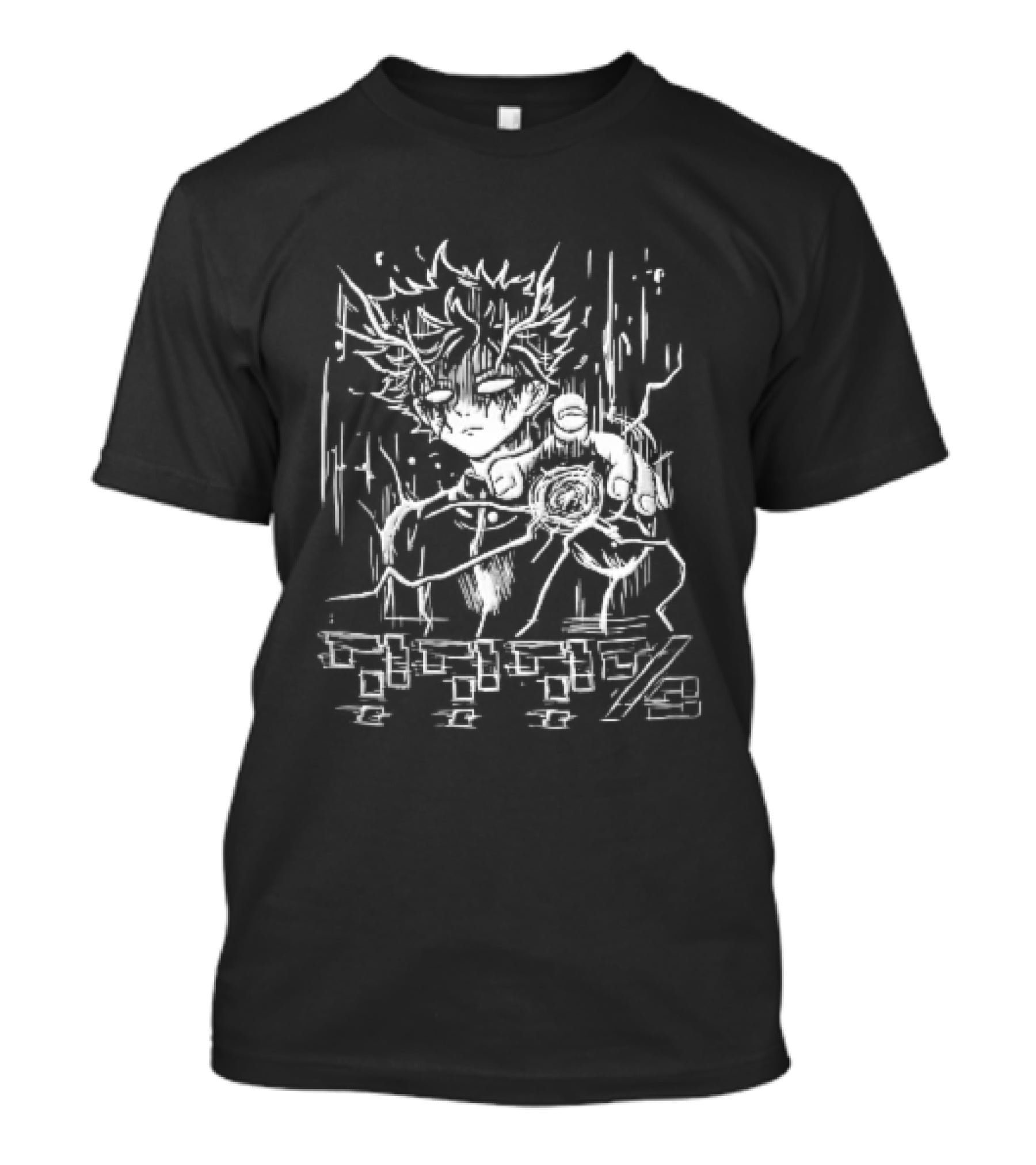 Question Marks Percent Glowing Eyes Anime Boy Telekinetic Energy Line T-Shirt