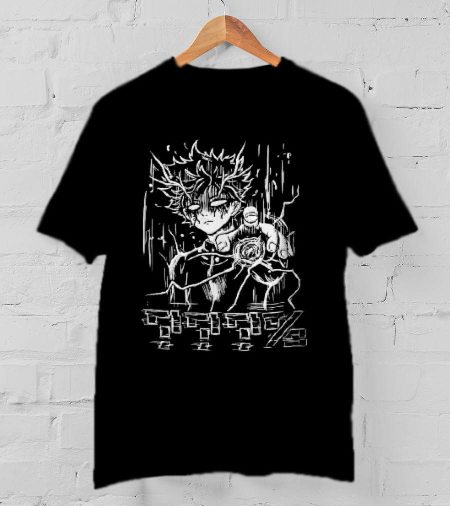 Question Marks Percent Glowing Eyes Anime Boy Telekinetic Energy Line T-Shirt