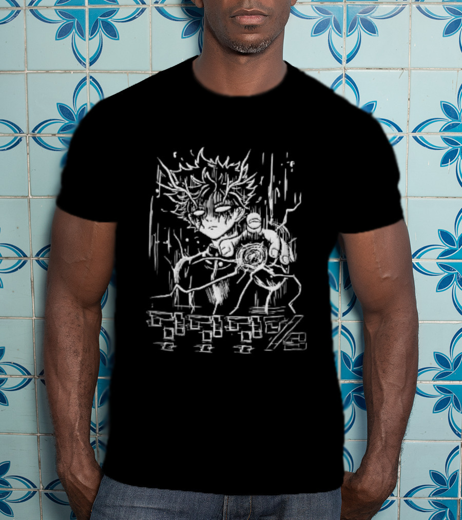 Question Marks Percent Glowing Eyes Anime Boy Telekinetic Energy Line T-Shirt