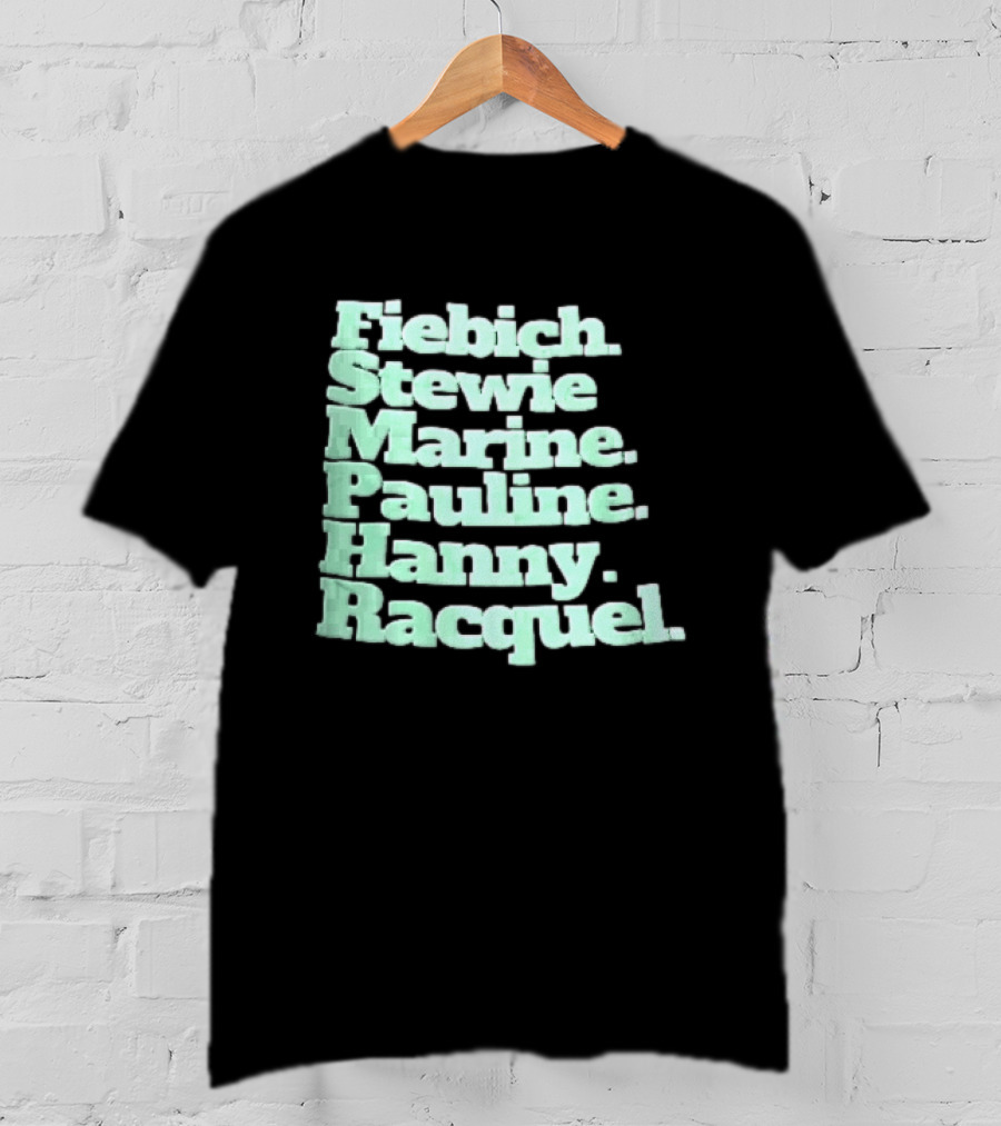 Fiebich Stewie Marine Pauline Hanny Racquel Mint Green Stacked Name List T-Shirt