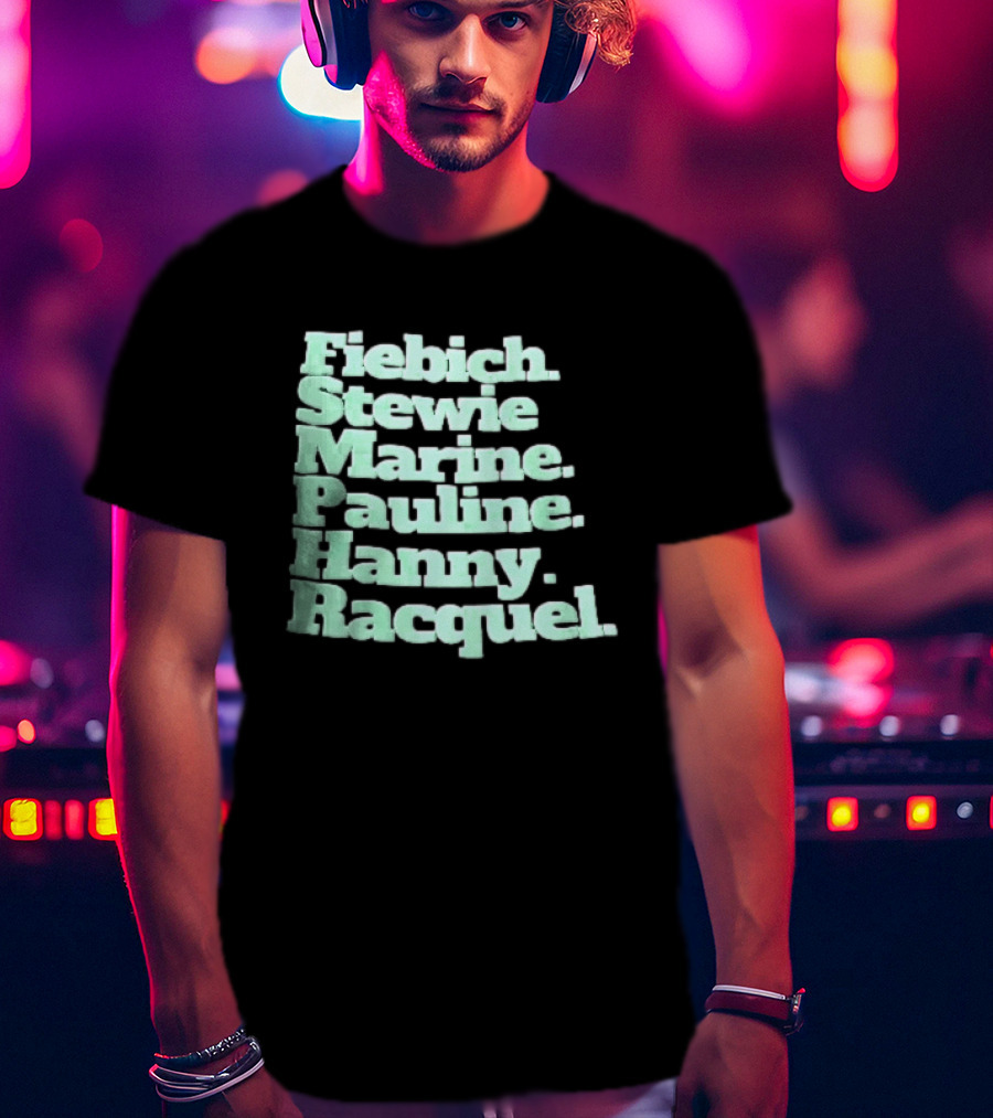 Fiebich Stewie Marine Pauline Hanny Racquel Mint Green Stacked Name List T-Shirt