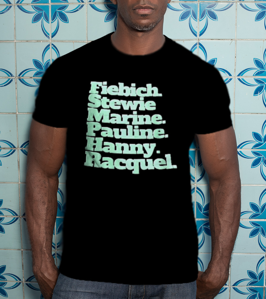 Fiebich Stewie Marine Pauline Hanny Racquel Mint Green Stacked Name List T-Shirt