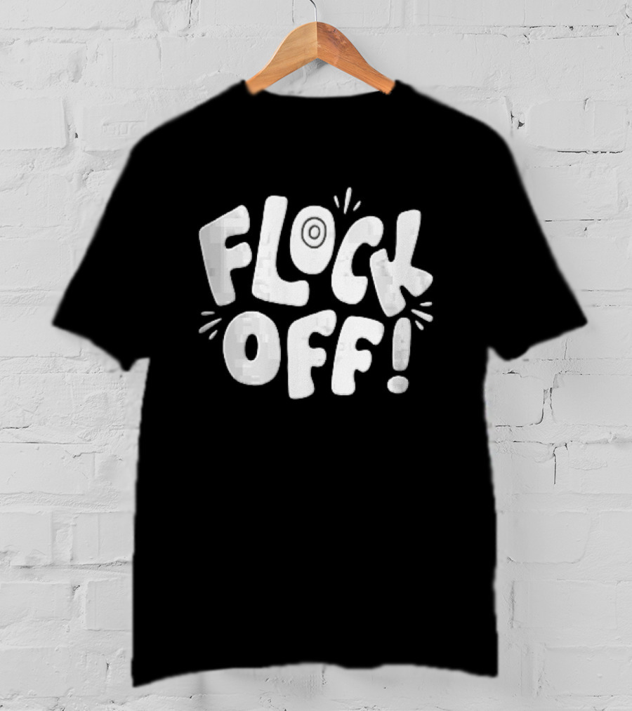 Flock Off! Doodlebymeg White Bubble Lettering With Decorative Sparks T-Shirt