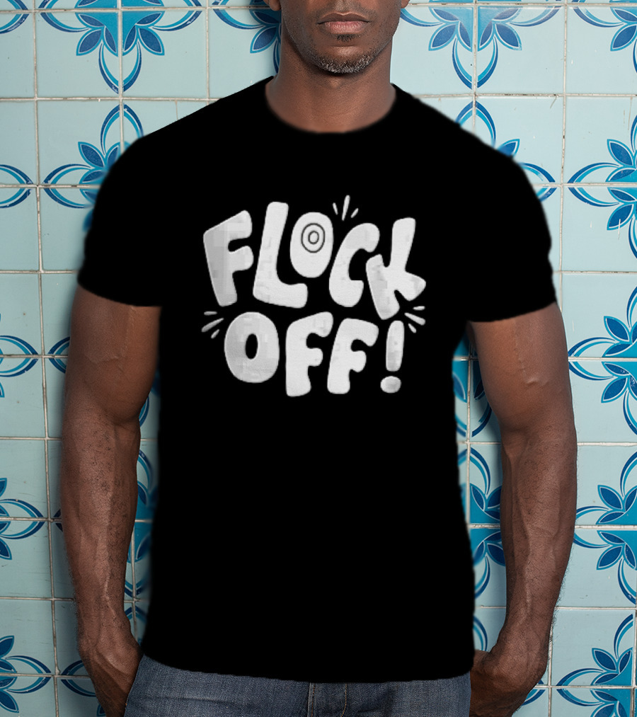 Flock Off! Doodlebymeg White Bubble Lettering With Decorative Sparks T-Shirt