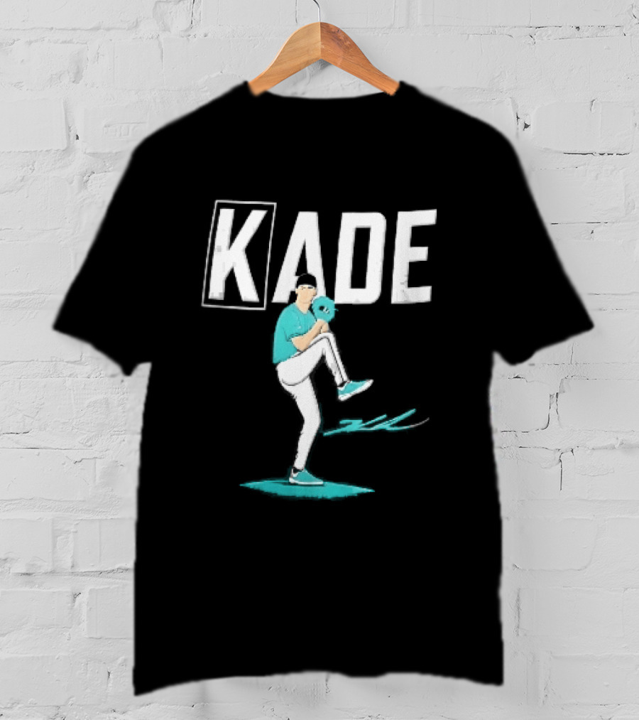 Kade Baseball Pitcher Teal Jersey Mound Action Cartoon T-Shirt