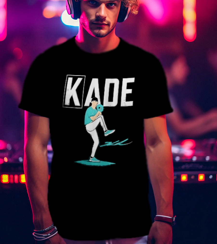 Kade Baseball Pitcher Teal Jersey Mound Action Cartoon T-Shirt