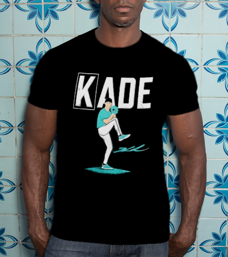 Kade Baseball Pitcher Teal Jersey Mound Action Cartoon T-Shirt