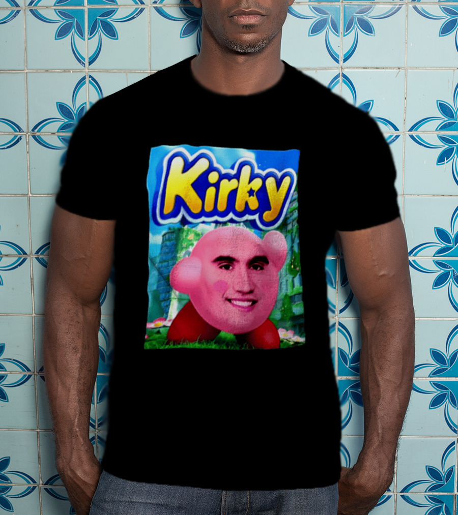 Kirky Kirby Nintendo Inspired Face Mashup Retro Gaming Nostalgia T-Shirt
