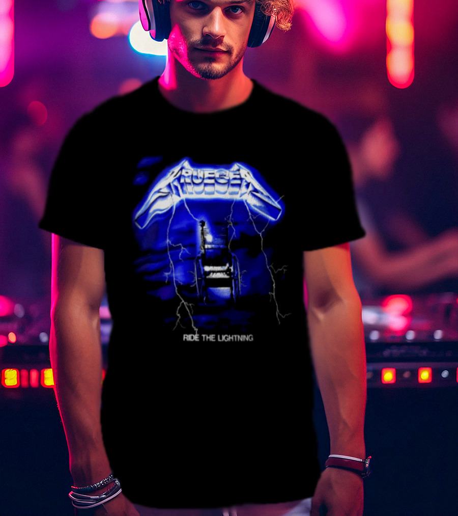 Krueger Ride The Lightning Wheelchair Electric Blue Thunderbolt T-Shirt