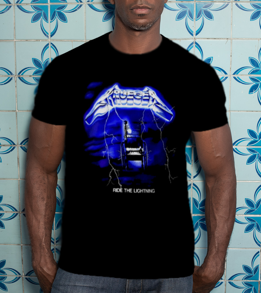 Krueger Ride The Lightning Wheelchair Electric Blue Thunderbolt T-Shirt
