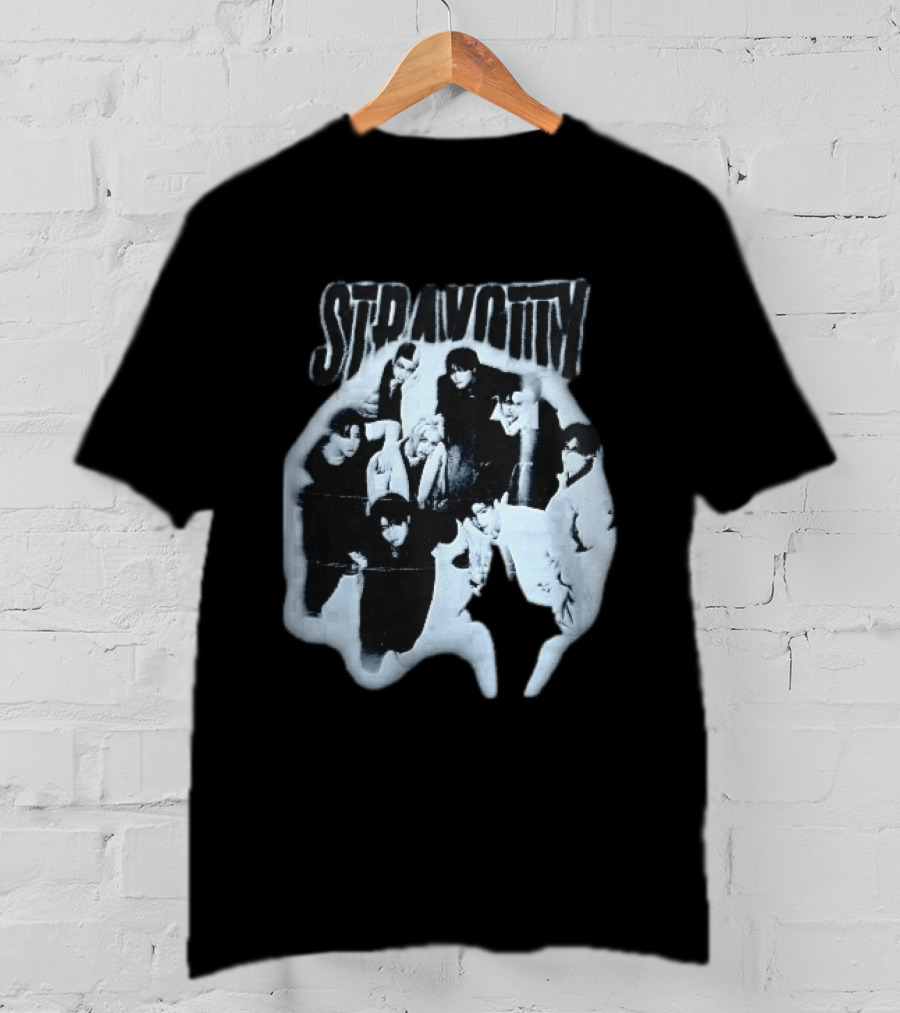 Stravotty K Pop Boy Group Monochrome Distressed Bootleg Photo T-Shirt