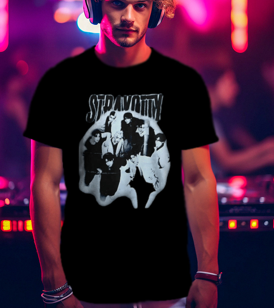 Stravotty K Pop Boy Group Monochrome Distressed Bootleg Photo T-Shirt