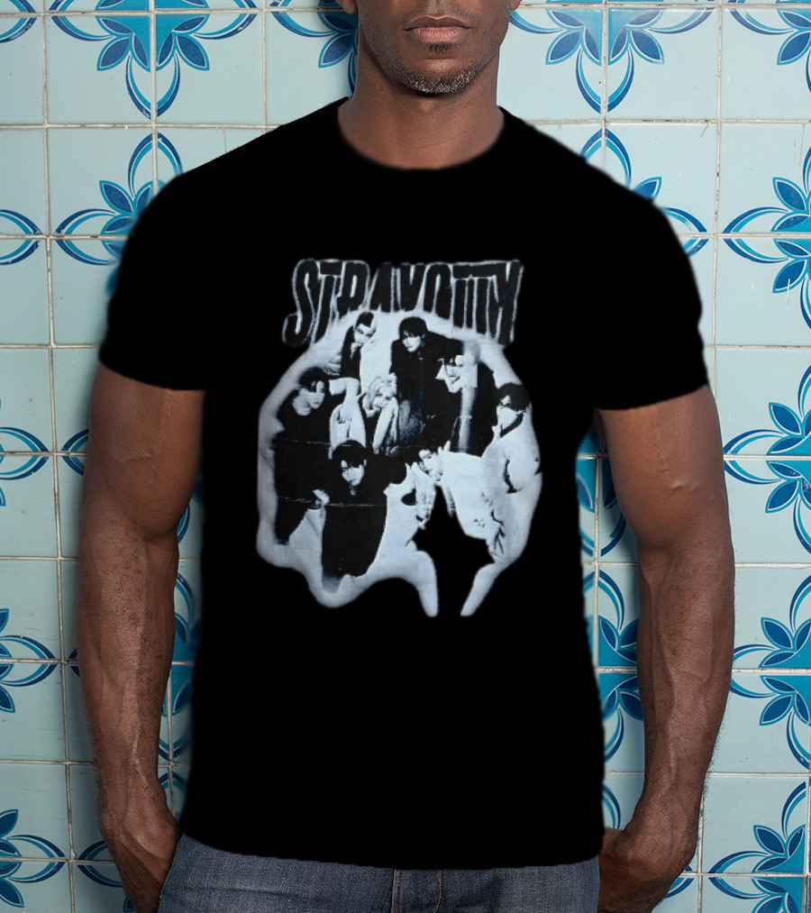 Stravotty K Pop Boy Group Monochrome Distressed Bootleg Photo T-Shirt
