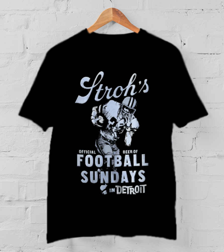 Stroh's Official Beer Football Sundays In Detroit Athlete Sketch T-Shirt