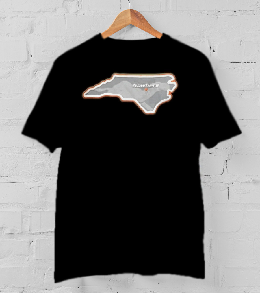 Nowhere North Carolina State Orange White Border Location Pin T-Shirt