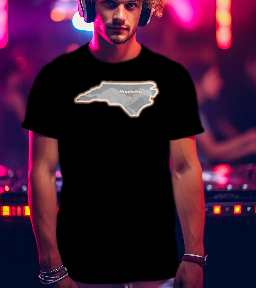 Nowhere North Carolina State Orange White Border Location Pin T-Shirt