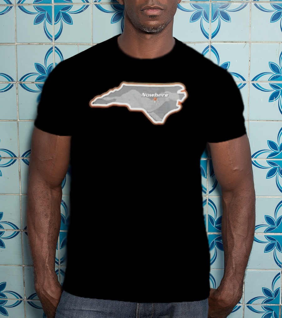 Nowhere North Carolina State Orange White Border Location Pin T-Shirt