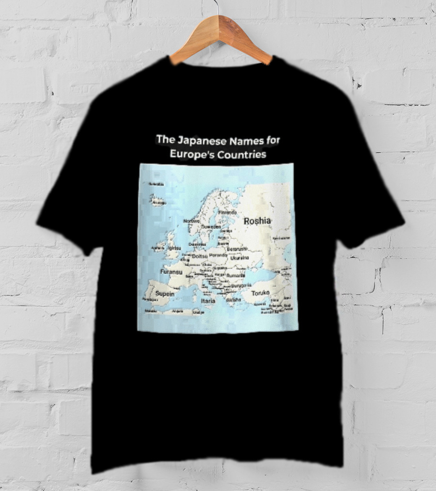 The Japanese Names For European Countries Map With Labels T-Shirt