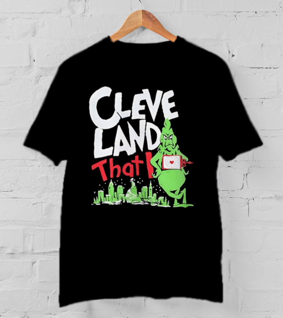 Cleveland That I Grinch Holiday Skyline Sweater T-Shirt