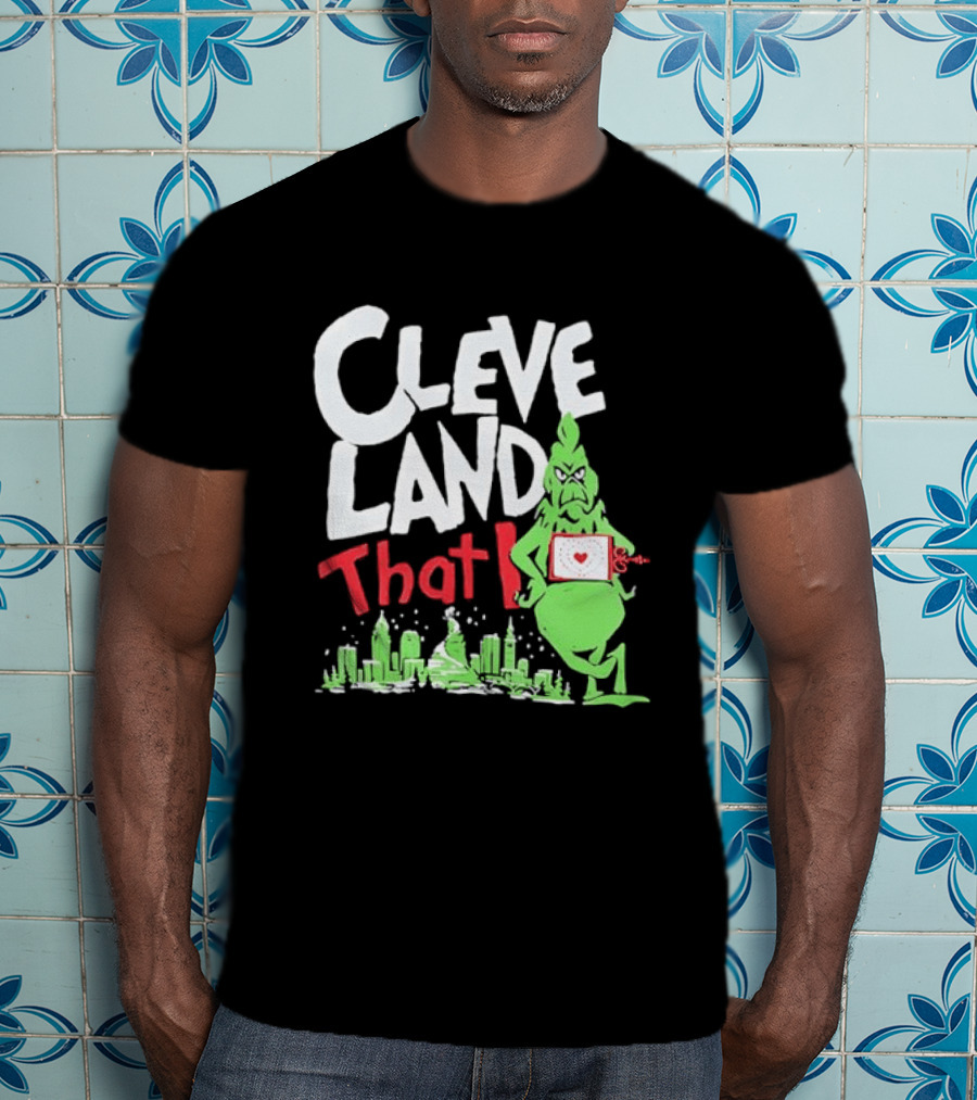Cleveland That I Grinch Holiday Skyline Sweater T-Shirt
