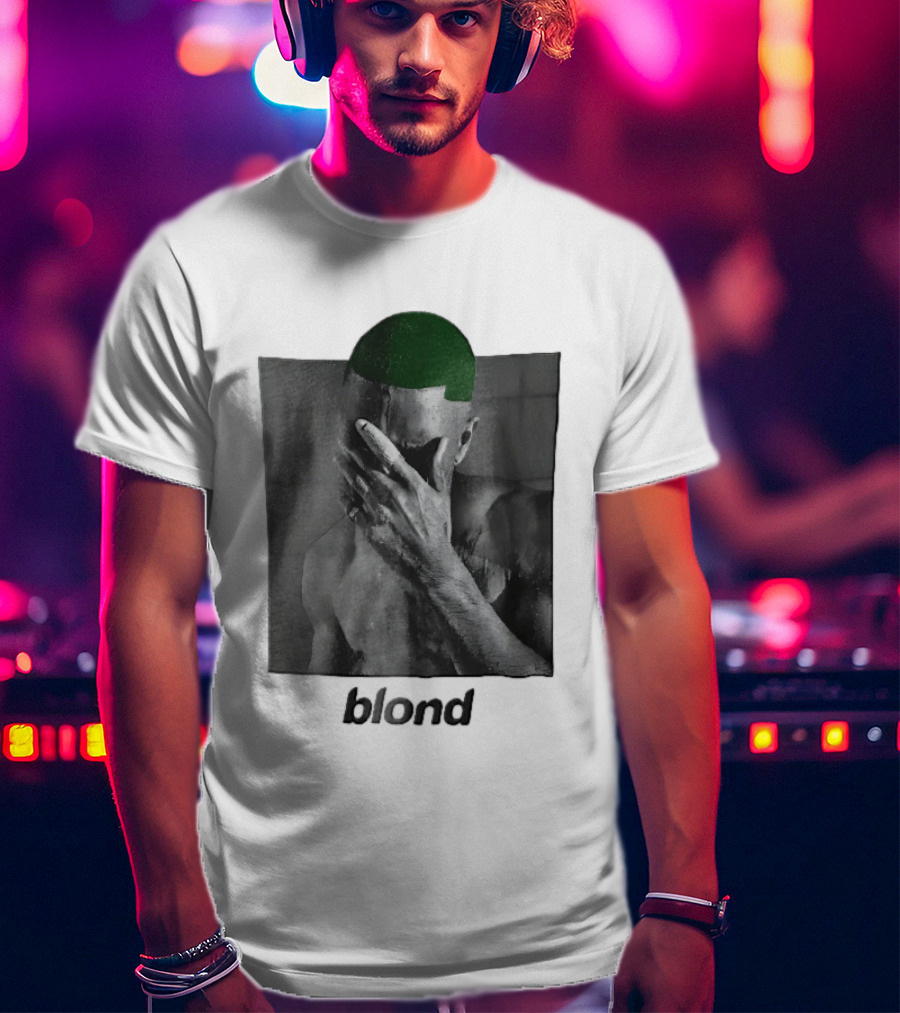 Blond Frank Ocean Green Hair Covering Face Halftone T-Shirt