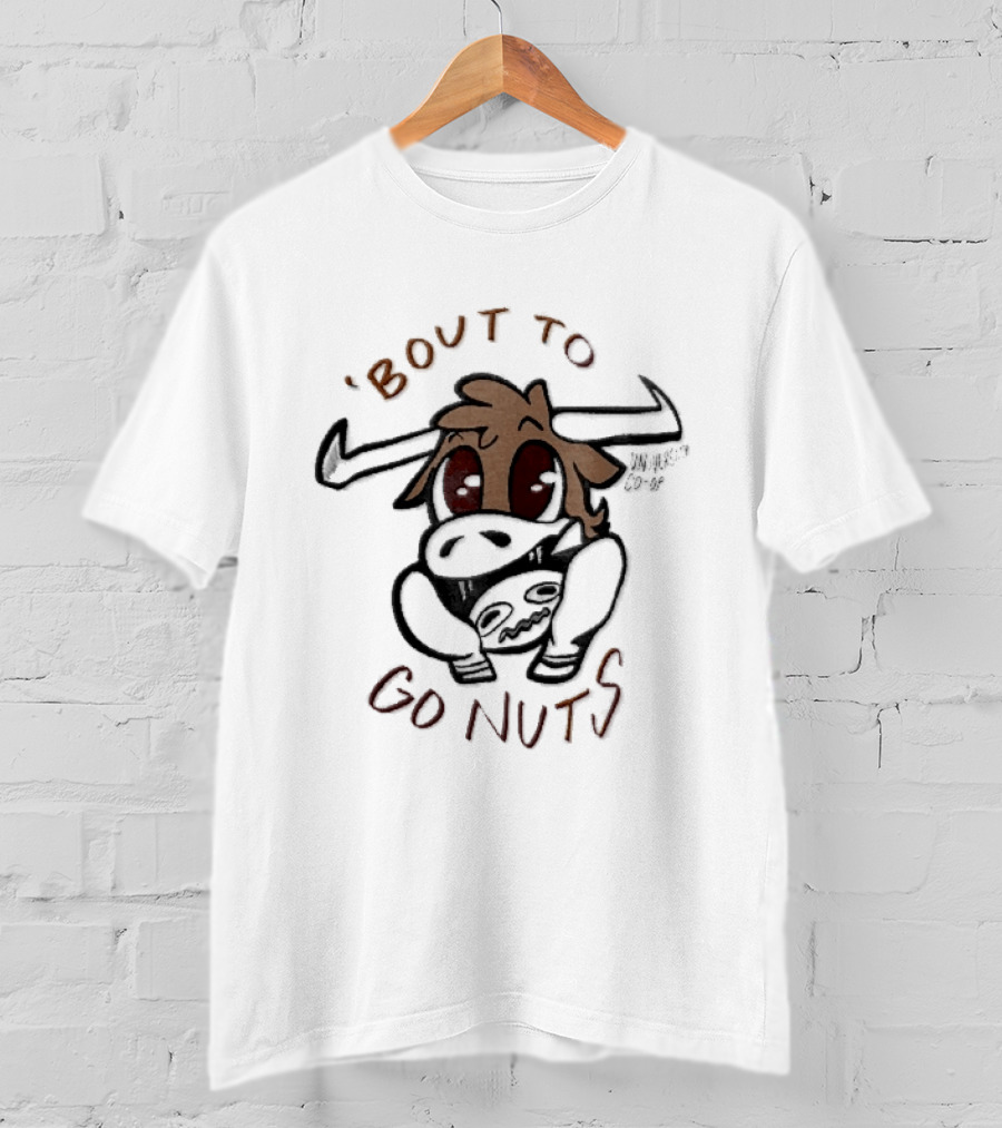 Bout To Go Nuts Cartoon Longhorn Bull Scared T-Shirt
