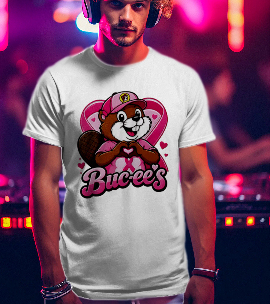 Buc Ee's Pink Ribbon Beaver Breast Cancer Awareness T-Shirt
