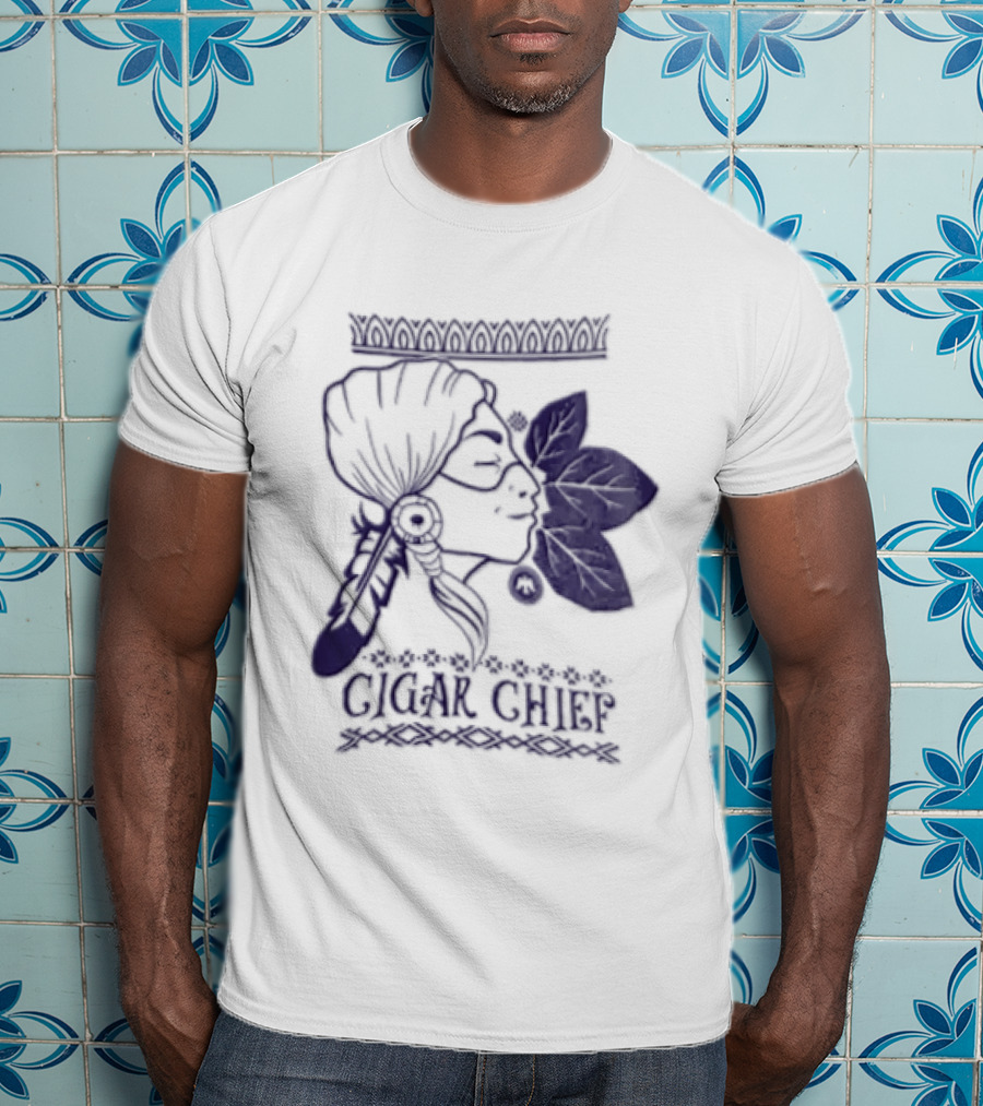 Cigar Chief Native American Smoking Profile T-Shirt