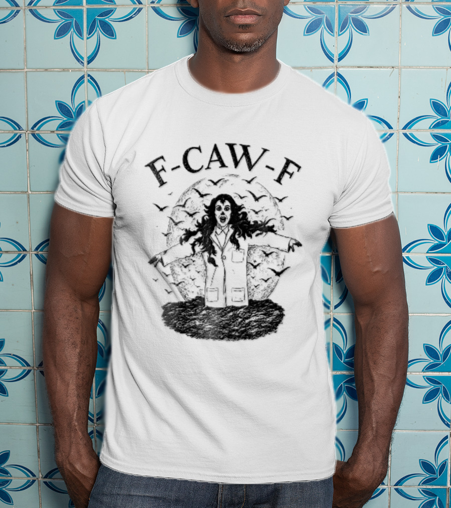 F Caw F Woman Scientist Lab Coat Crows Full Moon T-Shirt