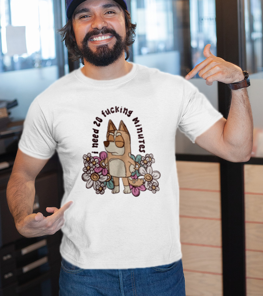 I Need 20 Fucking Minutes Bluey Bingo Floral T-Shirt