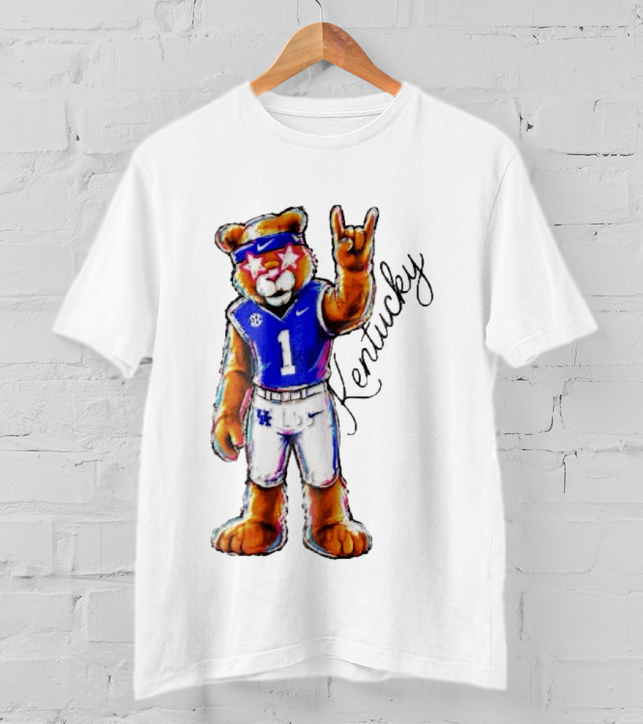 Kentucky Wildcats Mascot NCAA Pink Star Glasses Rock Sign T-Shirt